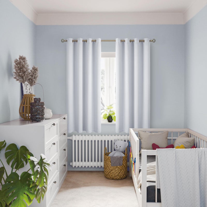 BGment Greyish White 100% Blackout Curtains for Bedroom 63 Inch Length 2 Panels Set, Thermal Insulated Full Light Blocking Grommet Noise Cancelling Window Curtains for Nursery, 52 Inch Wide Each - Image 2